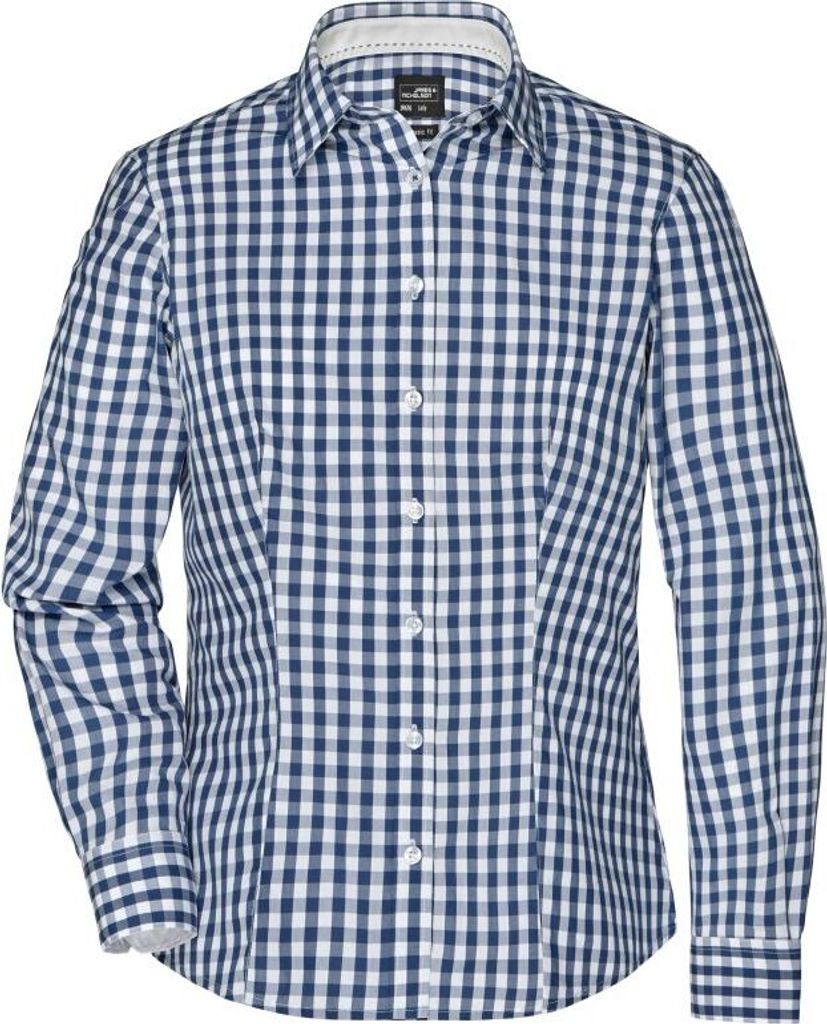 Ladies' Checked Blouse navy/white, Gr. M