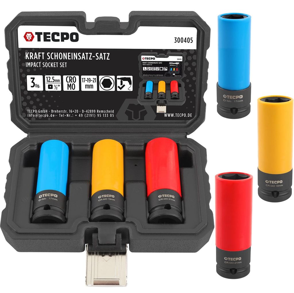 TECPO Kraft Schoneinsätze 3-teilig Alu-Felgen Nuss Set Produktbild 