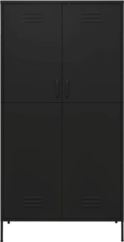 vidaXL Kleiderschrank Schwarz 90x50x180 cm Stahl
