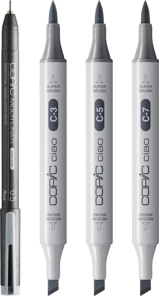 Offerta Set Copic Ciao Grigio Scuro Freddo - 3+1 Marker Professionali - 2