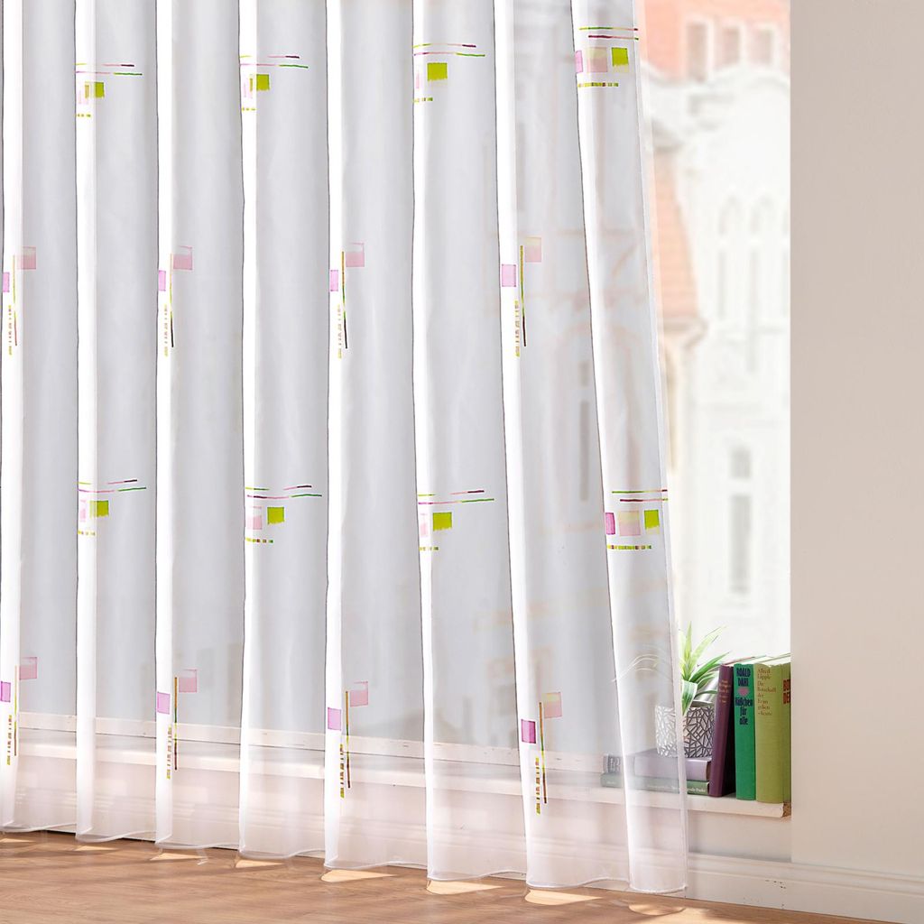heimtexland Gardinen Stores Voile Faltenband Vorhang transparent Bleiband Fertiggardine Typ873 Brombeer HxB 175 x 500 cm