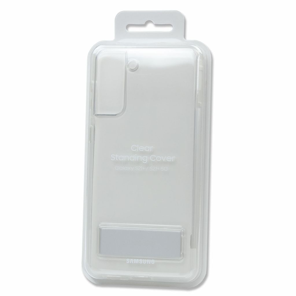 A clear plastic case for a Samsung phone, showing the phone case inside.