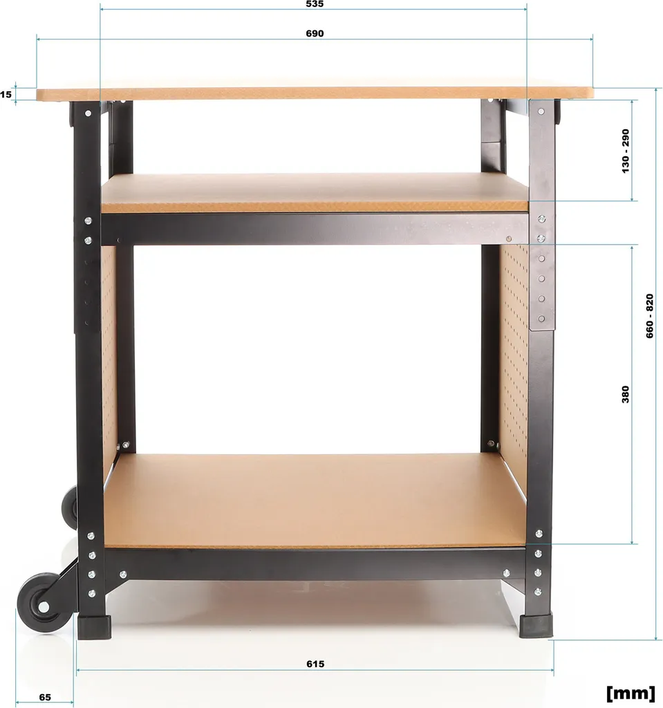 XPOtool Établi Mobile 68x50x82 cm - Table de Travail Réglable à Plateaux