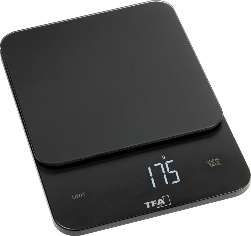 TFA 50.2008.01 Digitale Küchenwaage BROWNIE Glasoberfläche Tara-Funktion Sensortasten LED-Display