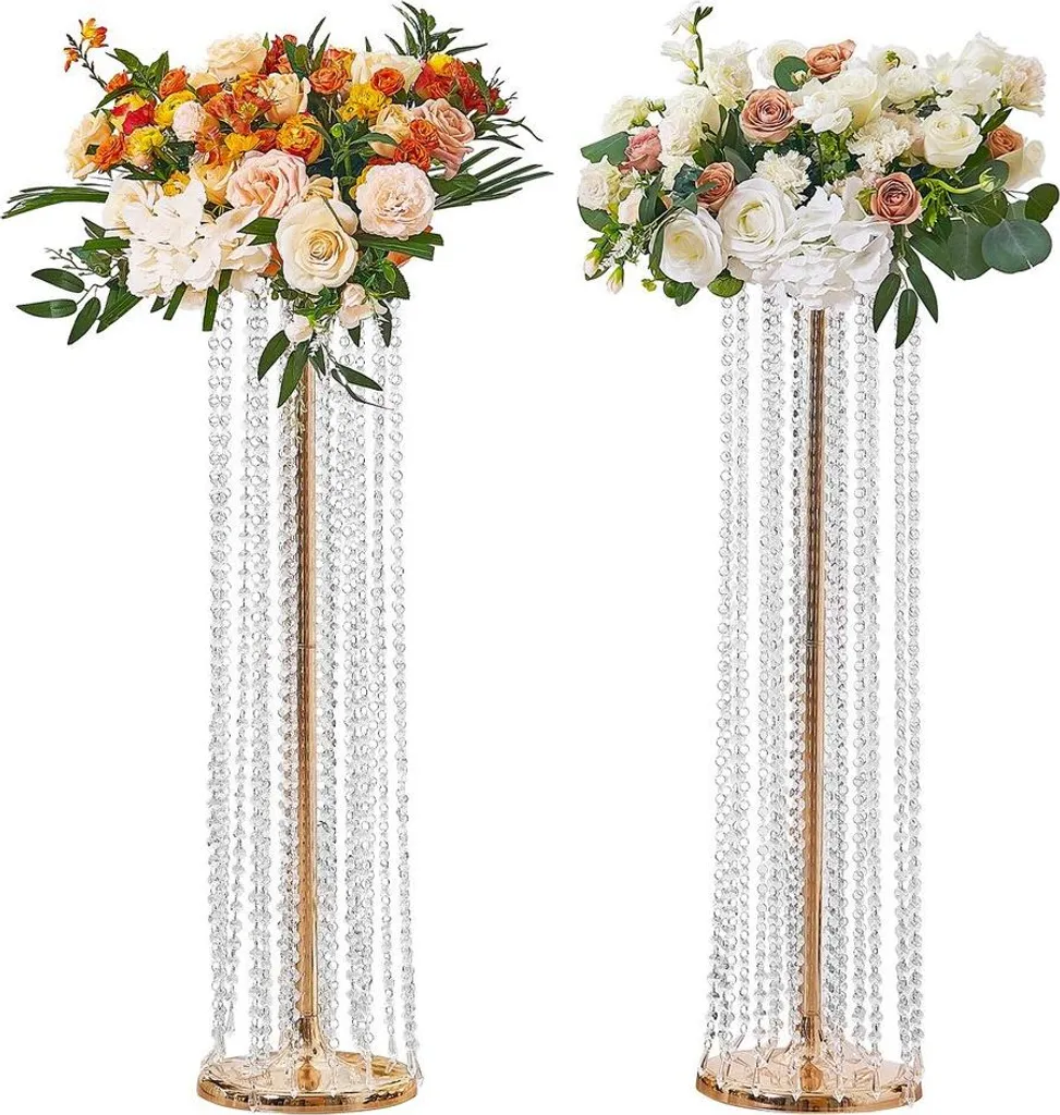 Set 2 Vasi Nuziali 90cm Oro e Cristallo: Centrotavola da Instagram