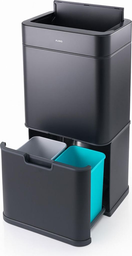 FlinQ Senzaro – 60L Mülleimer mit Abfalltrennung – Sensor-Mülleimer – Abfalleimer – Schwarz