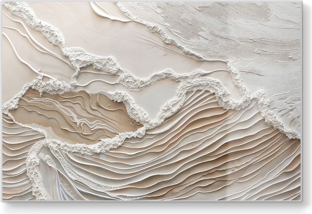 DEQORI Schneidebrett Glas 30x20 cm 'Sandwellenzauber' Schneideplatte Servierplatte groß