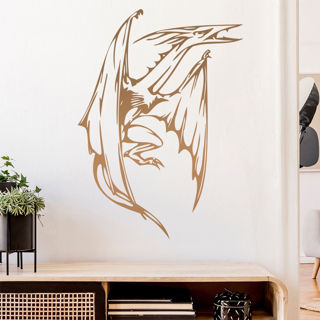 Urzeit Drache Wandtattoo in 6 Größen - Wandaufkleber Wall Sticker - Dekoration, Küche, Wohnzimmer, Schlafzimmer, Badezimmer