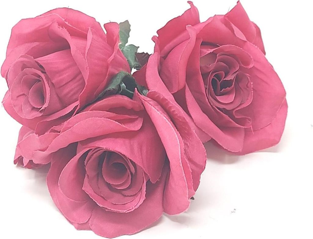 Rosepick künstlich (3er Pack) D. 8cm dunkelrot-pink am Stiel CreaFlor Home