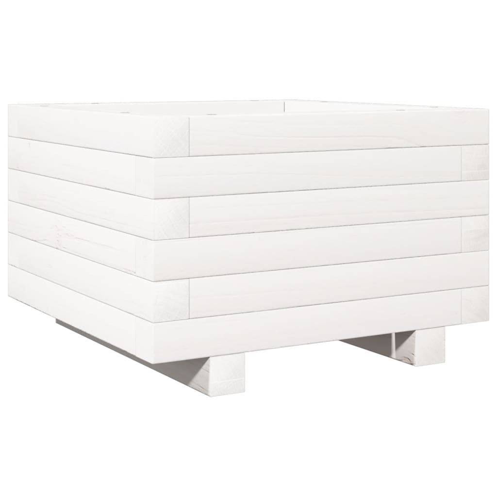 vidaXL Pflanzkübel Weiß 40x40x26,5 cm Massivholz Kiefer
