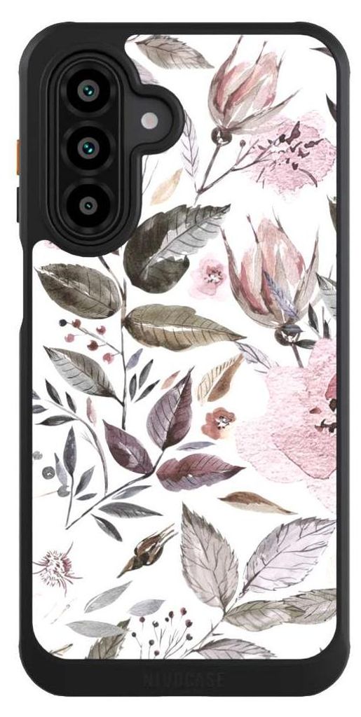NIVOCASE Hülle für Samsung Galaxy A17 5G Handyhülle NIVOcore Case Schwarz Blumen Pastell Wasserfarbe