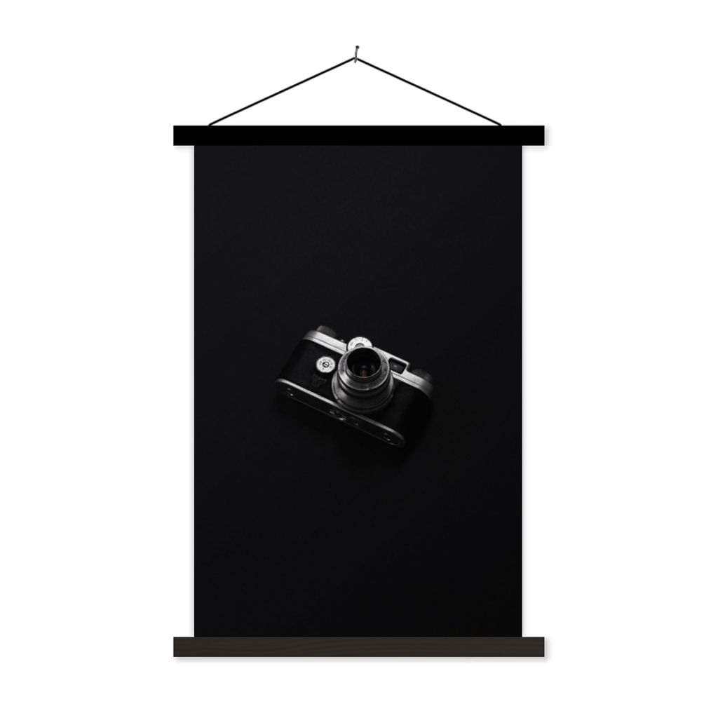 MuchoWow Textilposter Schwarz - Kamera - Design - Weiß 120x180 cm mit schwarzem Rahmen - Fotos