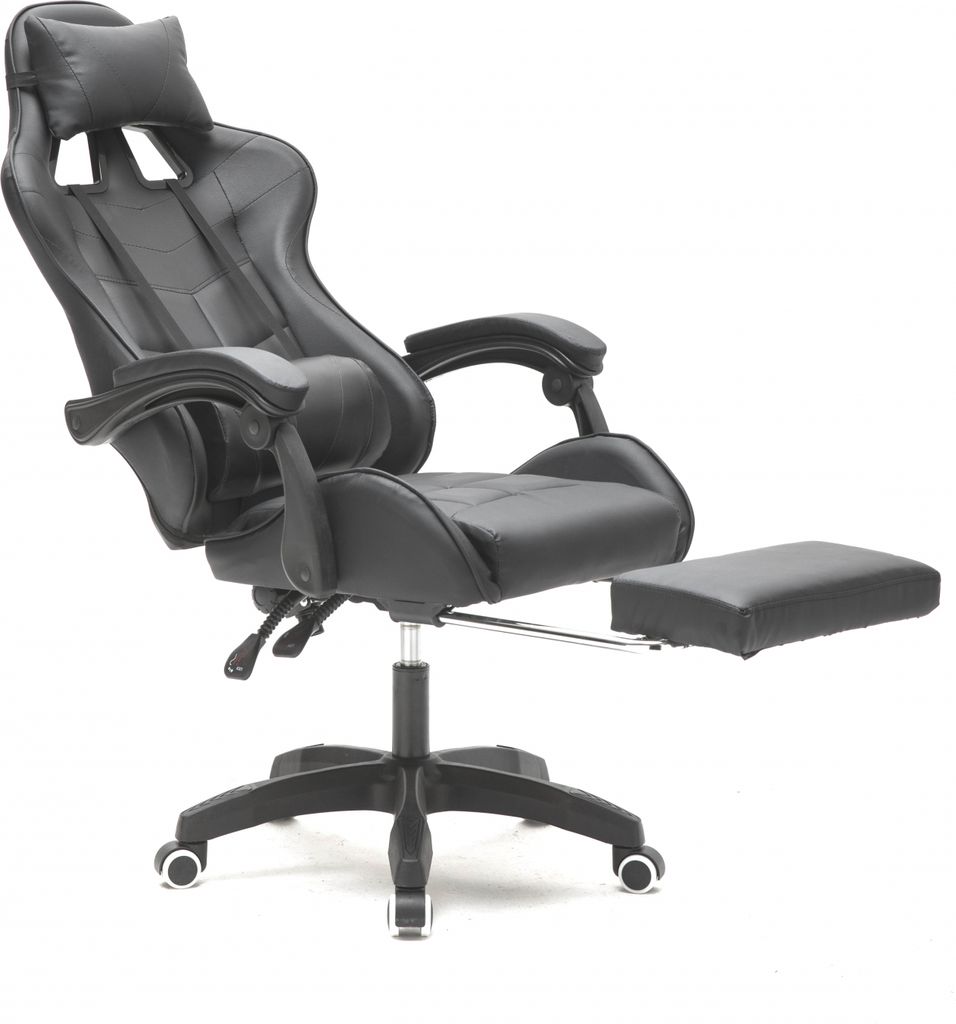 Gaming Stuhl Cyclone mit Fußstütze - Bürostuhl - Racing Gaming Stuhl - schwarz