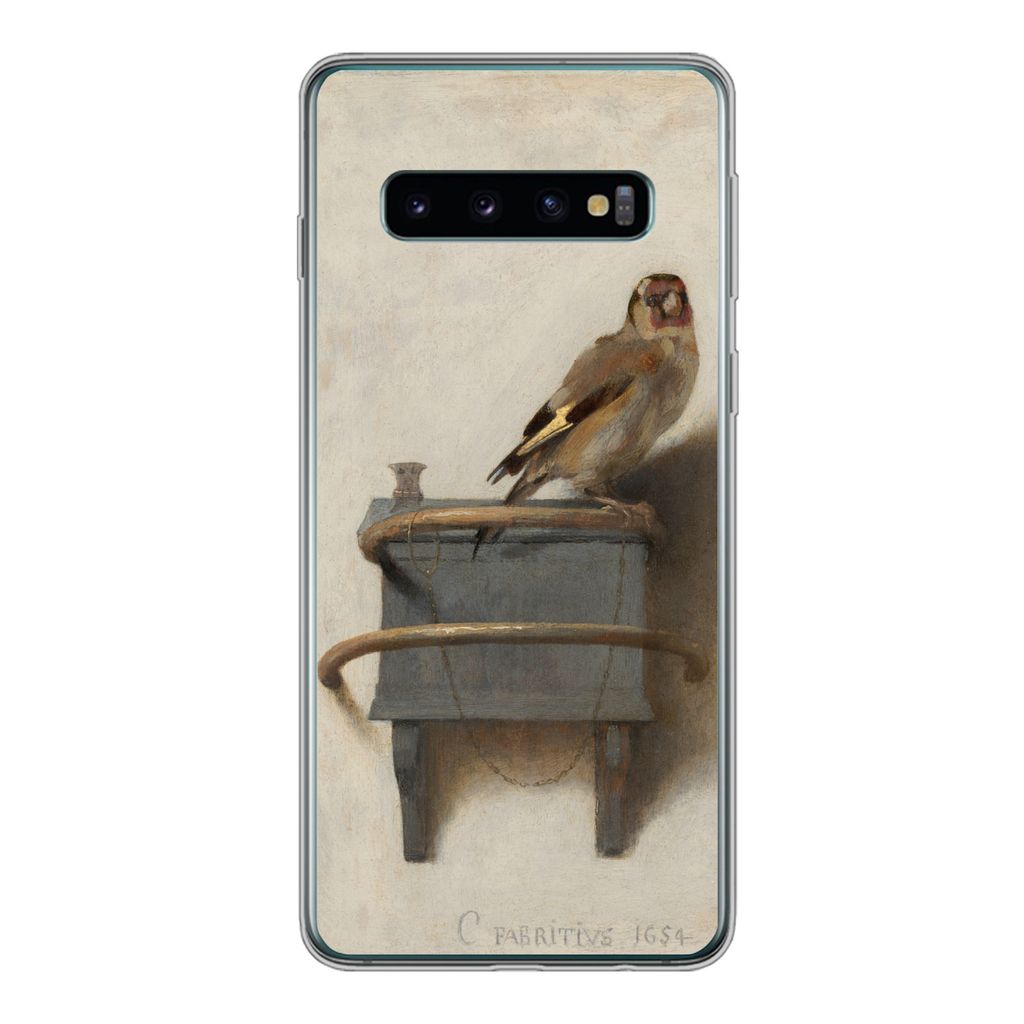 MuchoWow Handyhülle Schutzhülle Hülle für Samsung Galaxy S10 Stieglitz - Alter Meister - Carel Fabritius Silikon Softcase Handy Hülle - Hand...