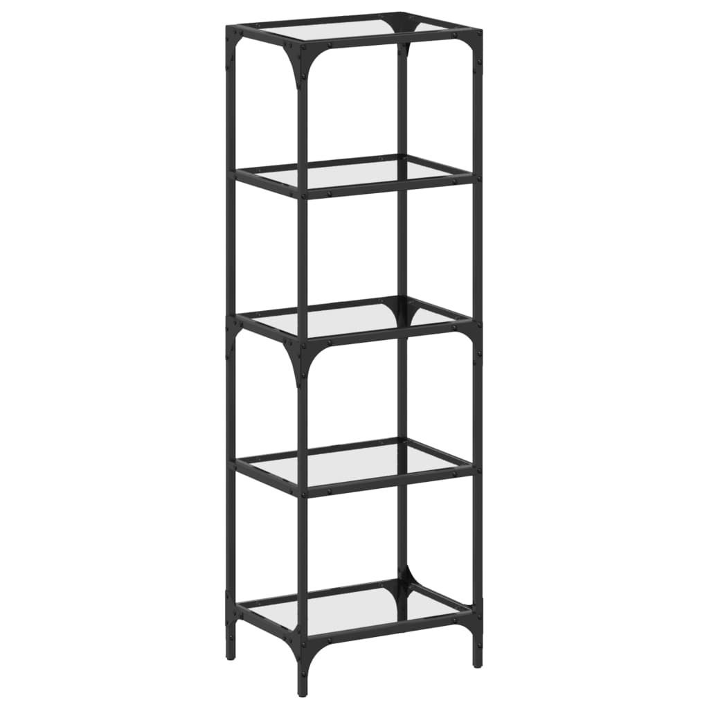 vidaXL Regal mit Glasböden Schwarz 40x30x123 cm Stahl