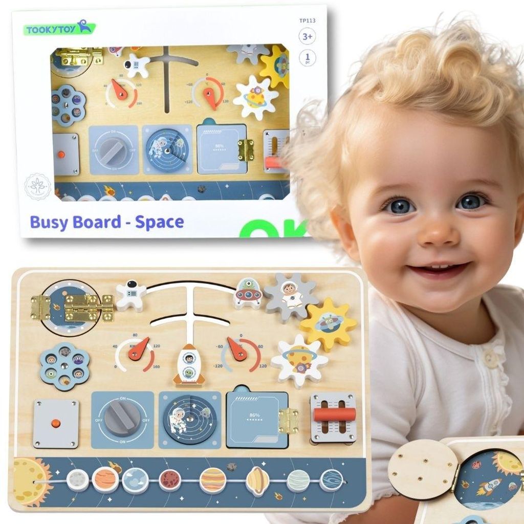 Tooky Toy hölzernes Montessori-Lernbrett Astronauten-Raumschiff