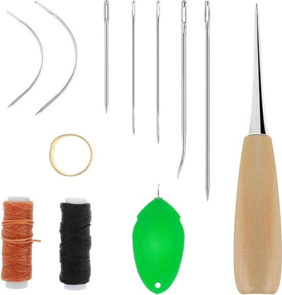 Ensemble de 7 aiguilles cuir et ameublement en acier robuste type sellier