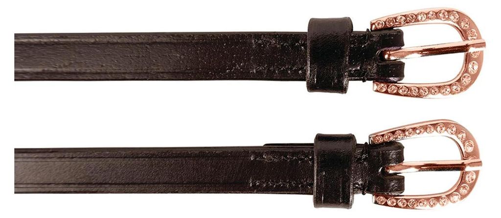Hy - Sporenriemen, Strassbesatz, Leder 2er-Pack TL7828 (Einheitsgröße) (Braun/Roségold)