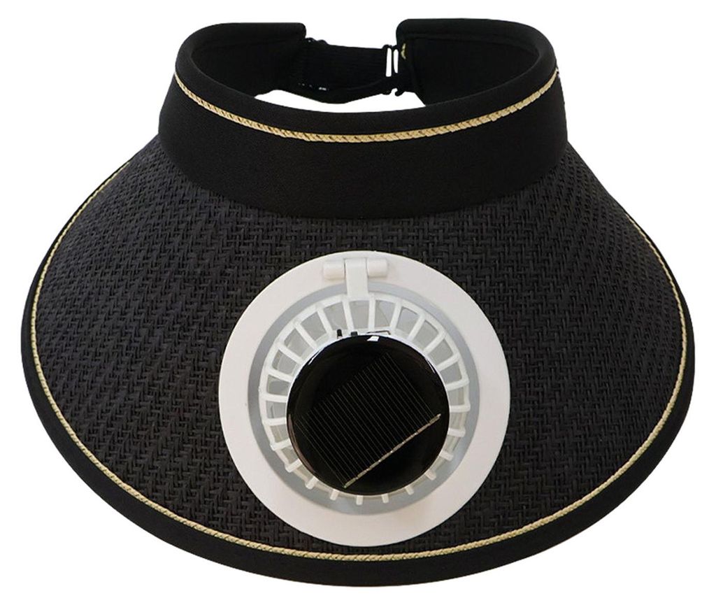 Sonnenhut mit offenem Oberteil, verlängerter Krempe, vollständigem Gesichtsschutz, integriertem, solarbetriebenem Ventilator und verstellbarem Ko...
