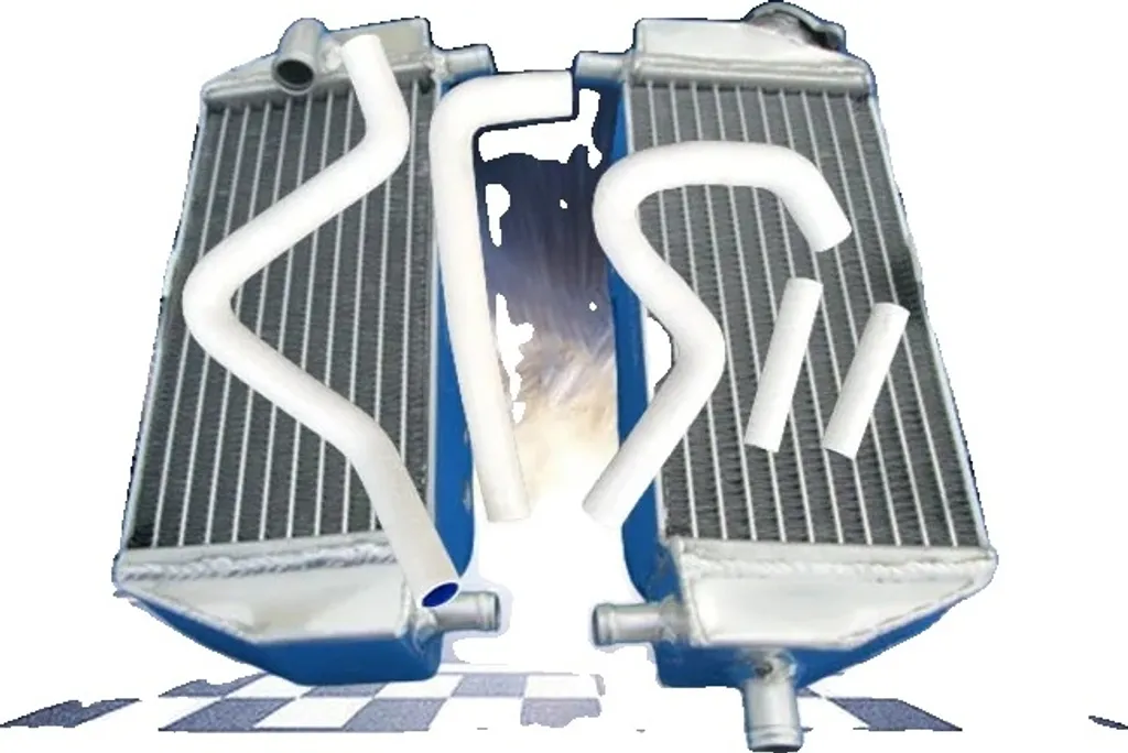Radiateur en aluminium durable Kawasaki KX125 KX250 avec tuyaux blancs