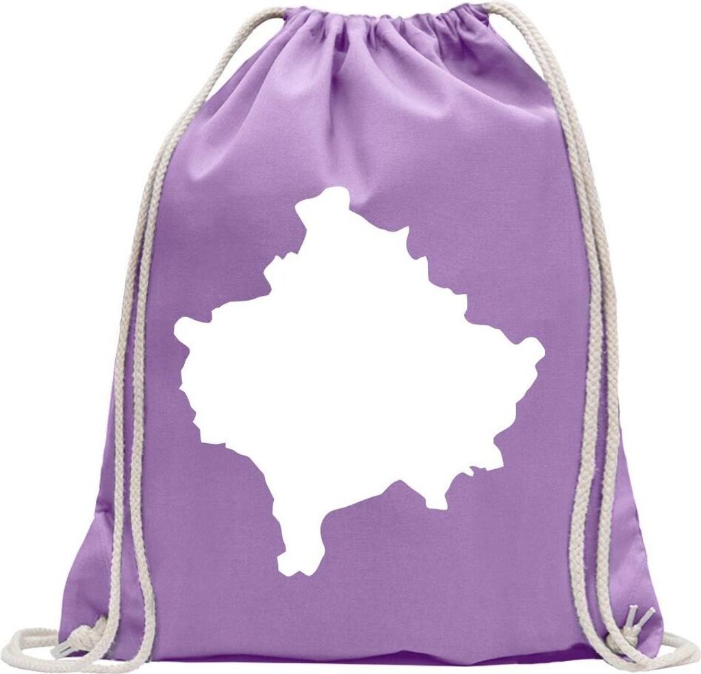 Kiwistar - Turnbeutel - lavendel - Kosovo Umriss Kontur - Fun Rucksack Sport Beutel Gymsack Baumwolle mit Ziehgurt