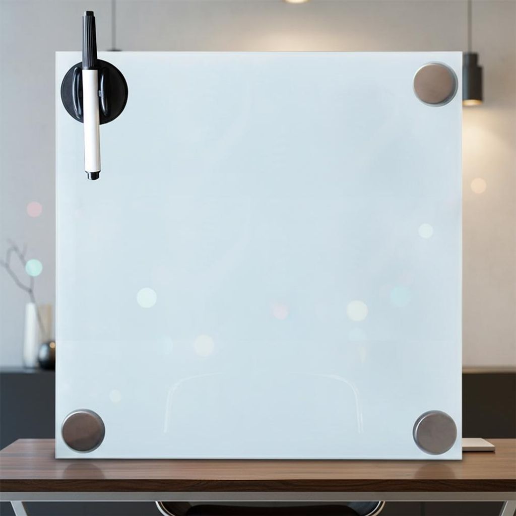 Glasmagnettafel 45x45cm Weiß Pinnwand Whiteboard Memobrett Planer Organizer