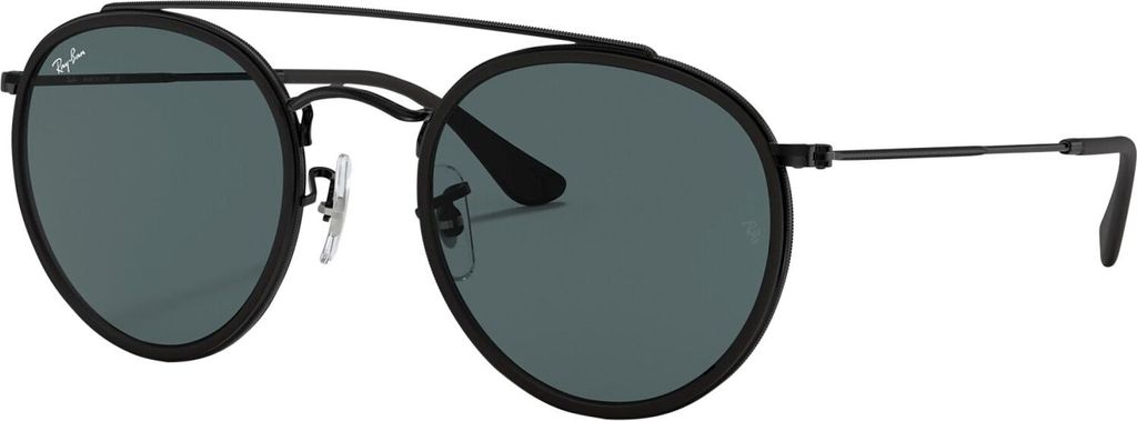 Ray-Ban Runde Vollrand-Sonnenbrille aus Metall, Schwarz One Size