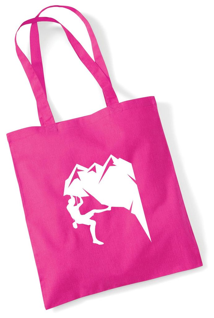 Huuraa Jutebeutel Klettern Silhouette 10 Liter Fuchsia Baumwolle Tasche Geschenkidee