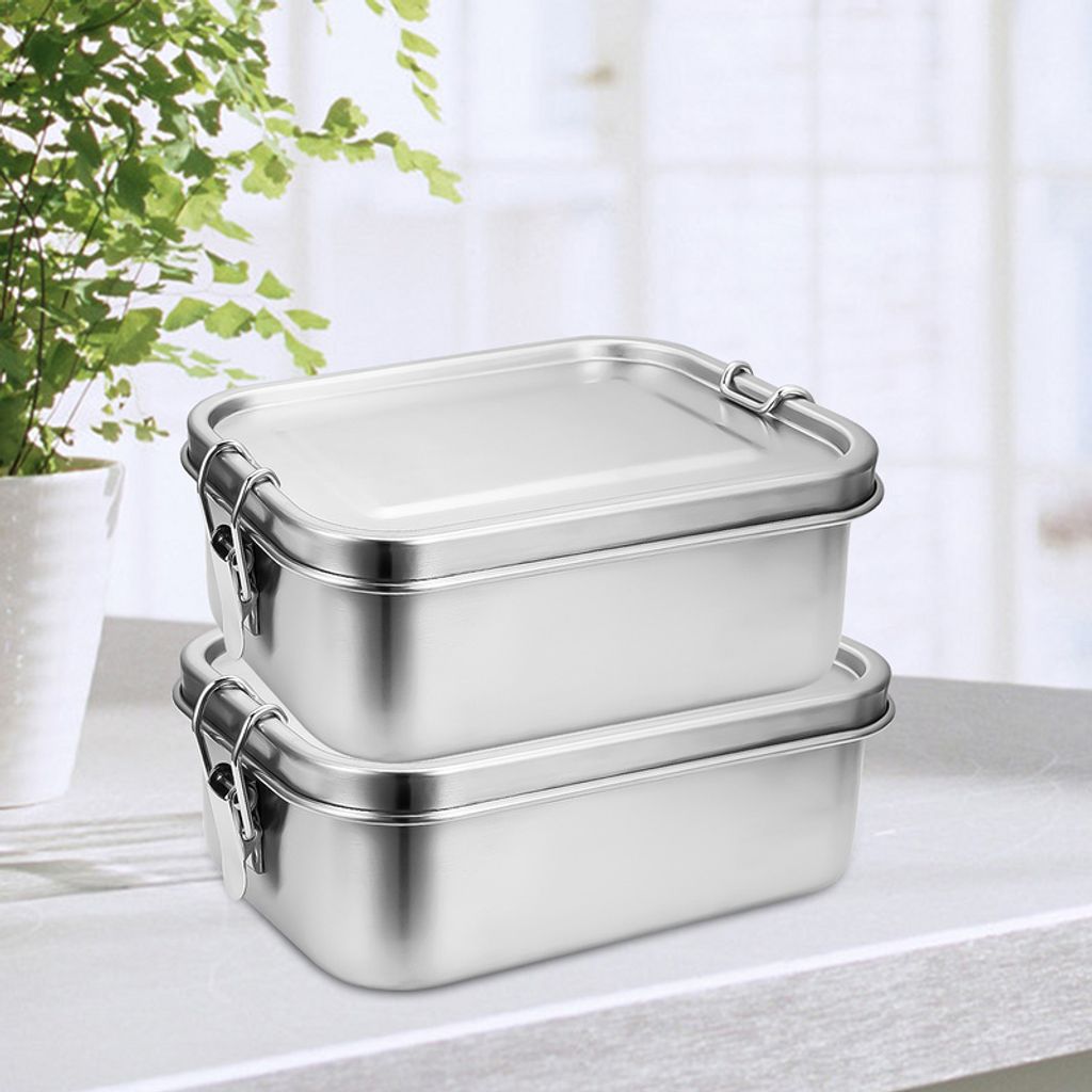 Fiqops Lunchbox Lunchbox Edelstahl auslaufsicher, Herausnehmbaren Trennwand, Lunch-Boxen Leicht zu Reinigen,Robusten und kunststofffreien bento box...