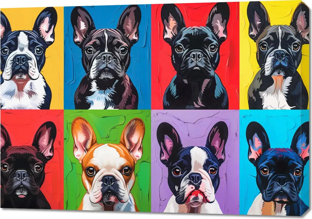 Quadro Fotografico Bulldog Francese 100x70 | Stampa Tela Alta Qualità