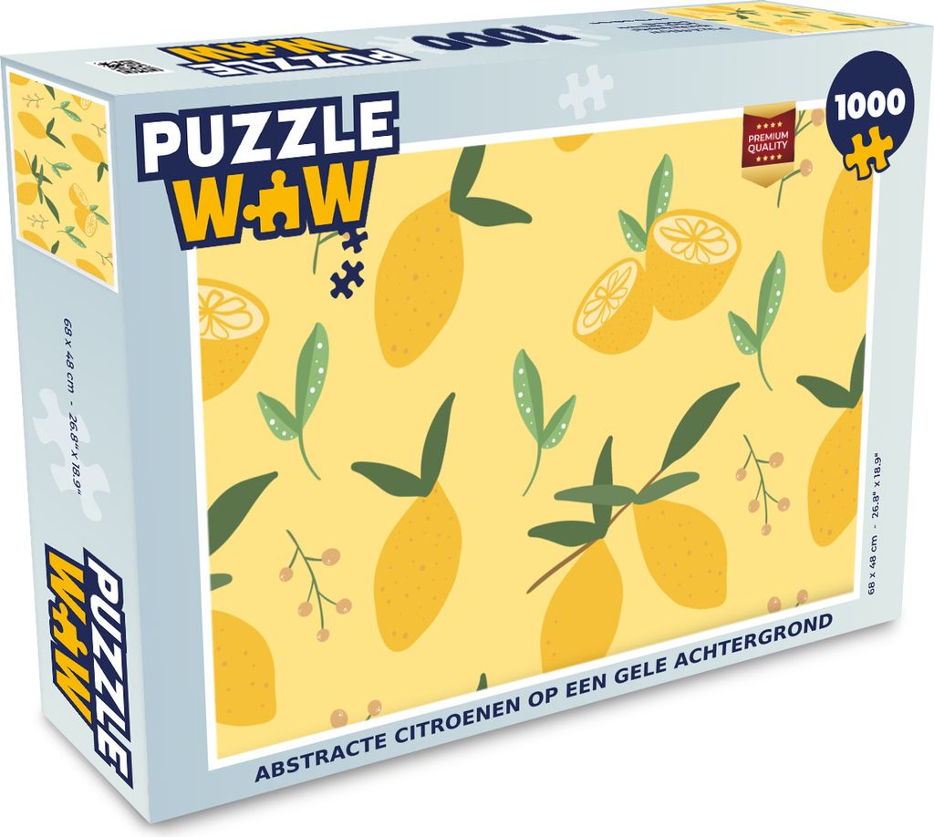MuchoWow Puzzle 1000 Teile Zitrone - Blätter - Muster - Erwachsene - Rätsel