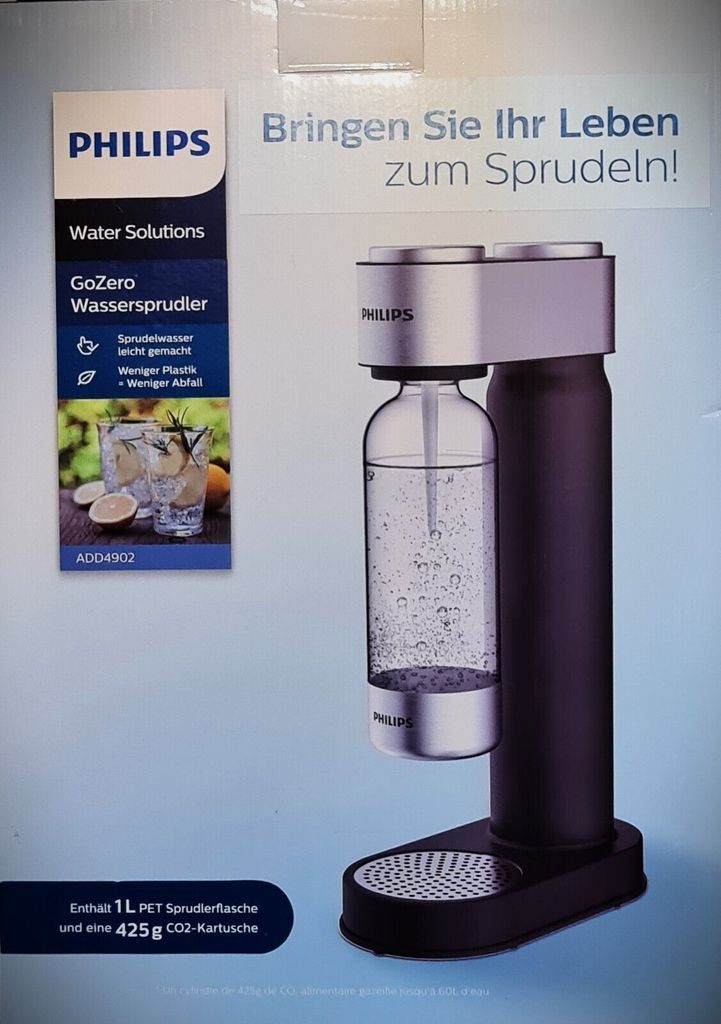 PHILIPS AQUA Soda Maker Wassersprudler schwarz + CO² + PET