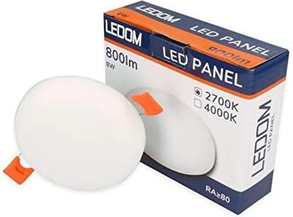 Lot de 5 Panneaux LED sans cadre LEDOM Spot Encastré 8W 800lm 2700K 90mm