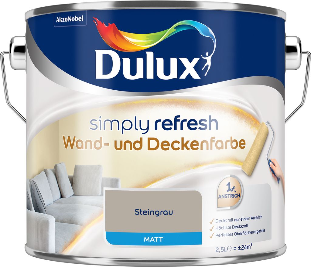 Dulux Simply Refresh Wand und Deckenfarbe - Steingrau - 2,5 Produktbild 
