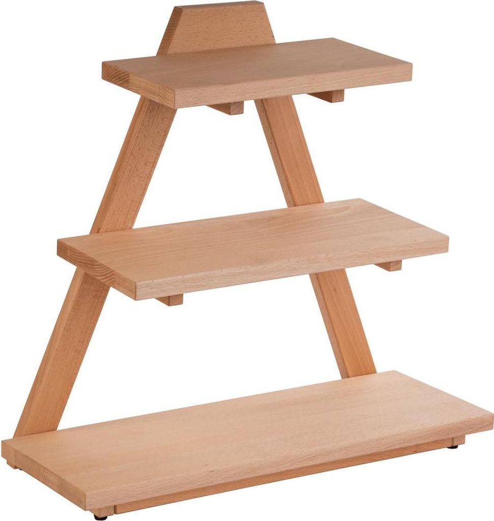 APS 13966 Buffetgestell TRIANGLE, 53 x 21 cm, Höhe 50 cm, Ahorn, massiv, 3 Ebenen: 53 x 19 cm, 40 x 17,5 cm und 30 x 15 cm