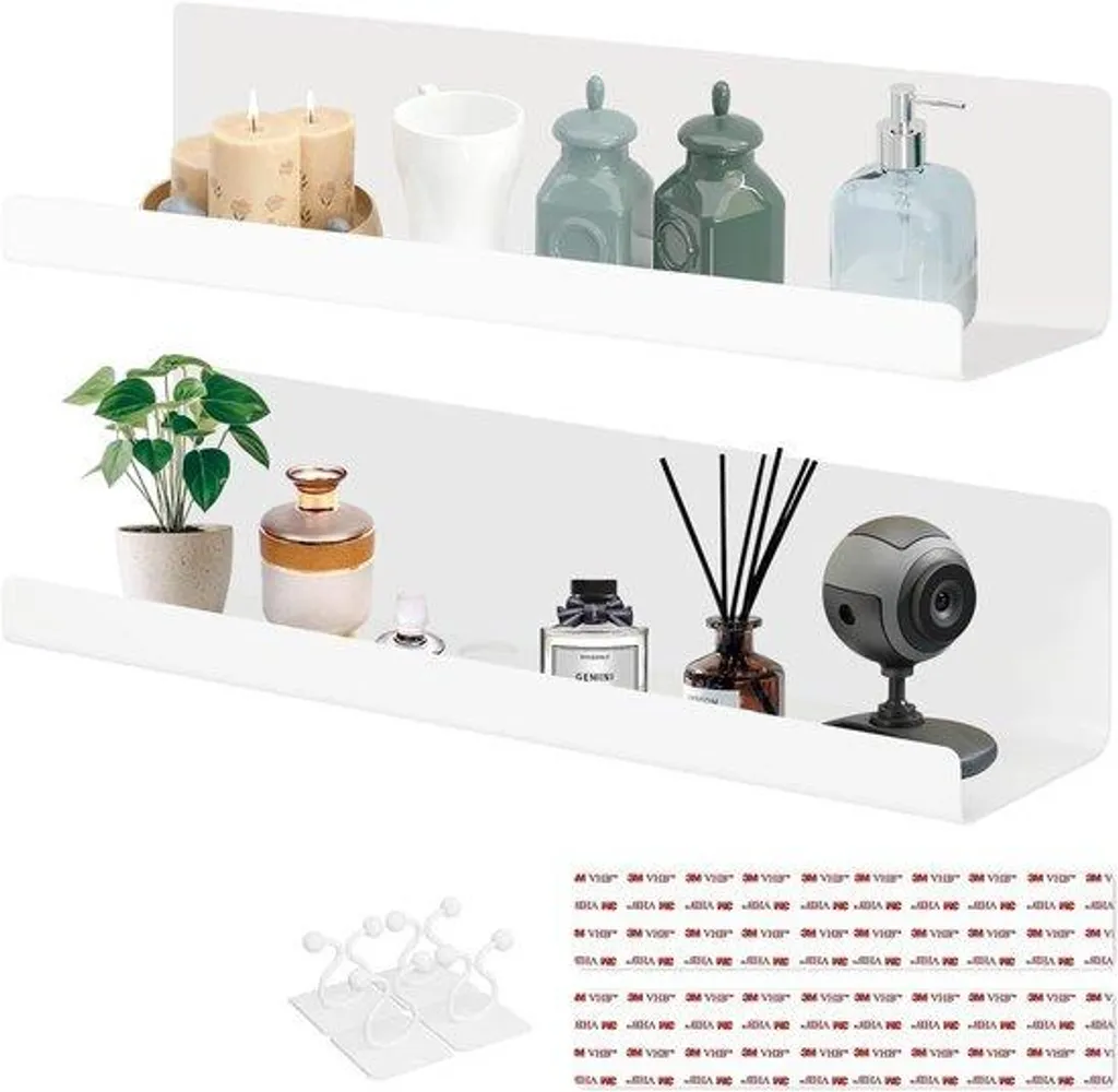 Étagère murale acrylique blanc, lot de 2 pour organiser vos murs