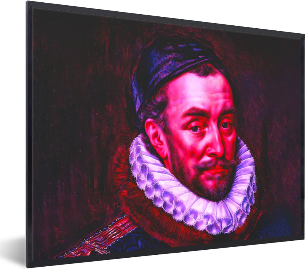 MuchoWow Gerahmtes Poster Wilhelm von Oranien - Adriaen Thomasz - Rot - Blau 40x30 cm - Poster mit Schwarzem Bilderrahmen Wandposter Rahmen Foto ...