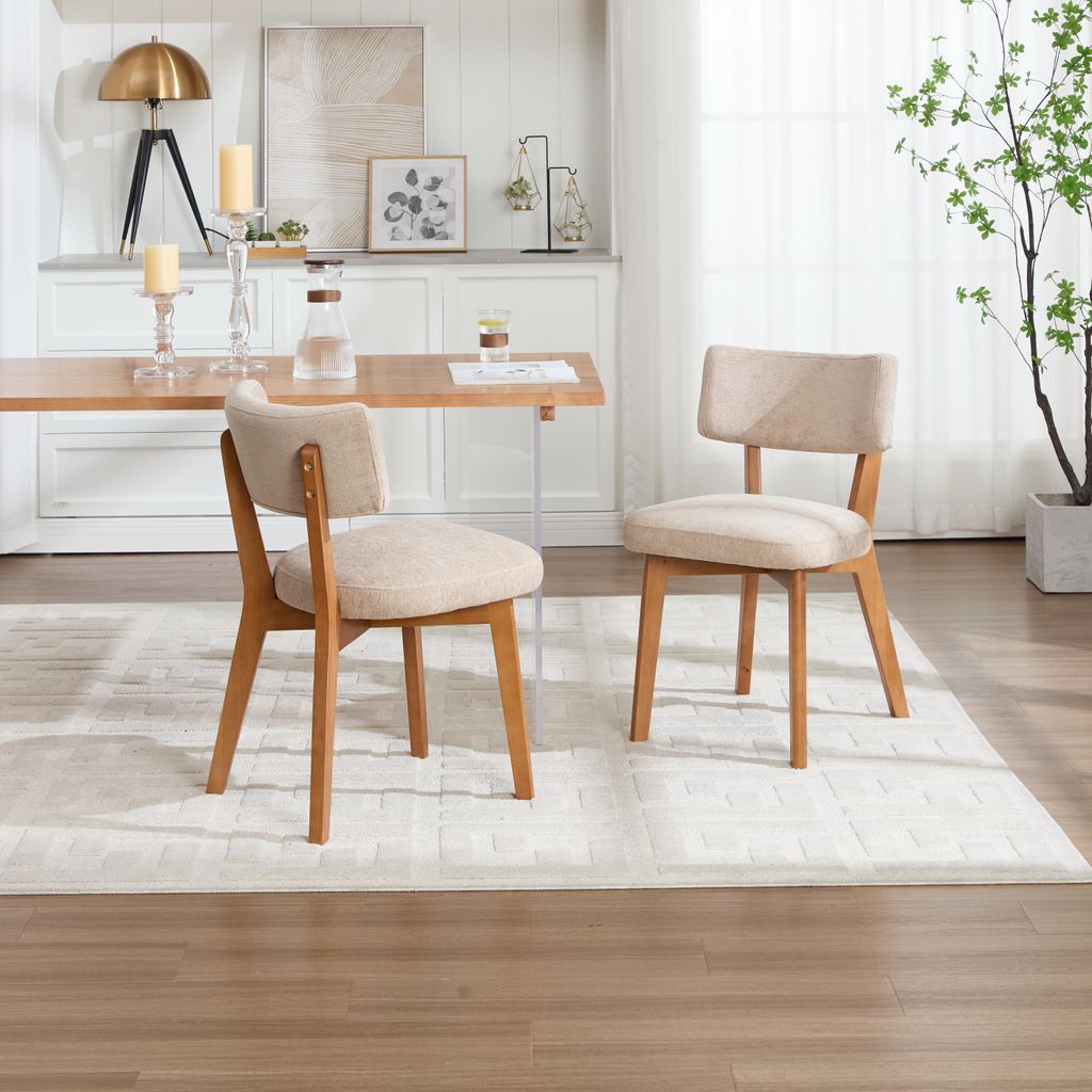 MODFU 2-teilig Esszimmerstuhl-Set,Relaxsessel Polstersessel mit Massivholz Beine für Küche, Esszimmer