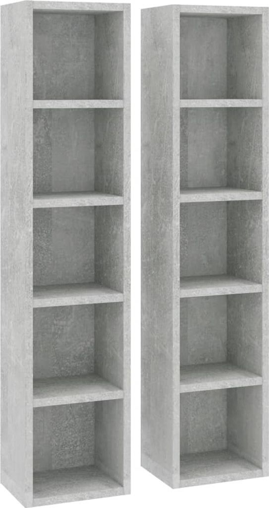 vidaXL Étagères CD 2 pcs. Gris béton 21x16x93,5 cm panneau Image du produit 