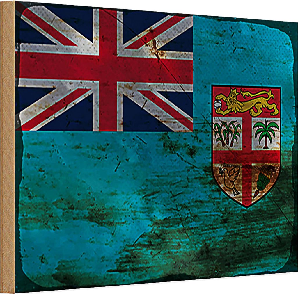 Holzschild Flagge Fidschi 30x20cm Flag of Fiji Rost