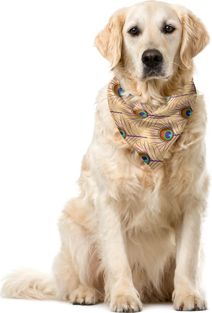 ABAKUHAUS Feder Haustier Bandana, Native Style Diagonal Fluff, 55x55 cm, Blasse Pfirsich-Multicolor