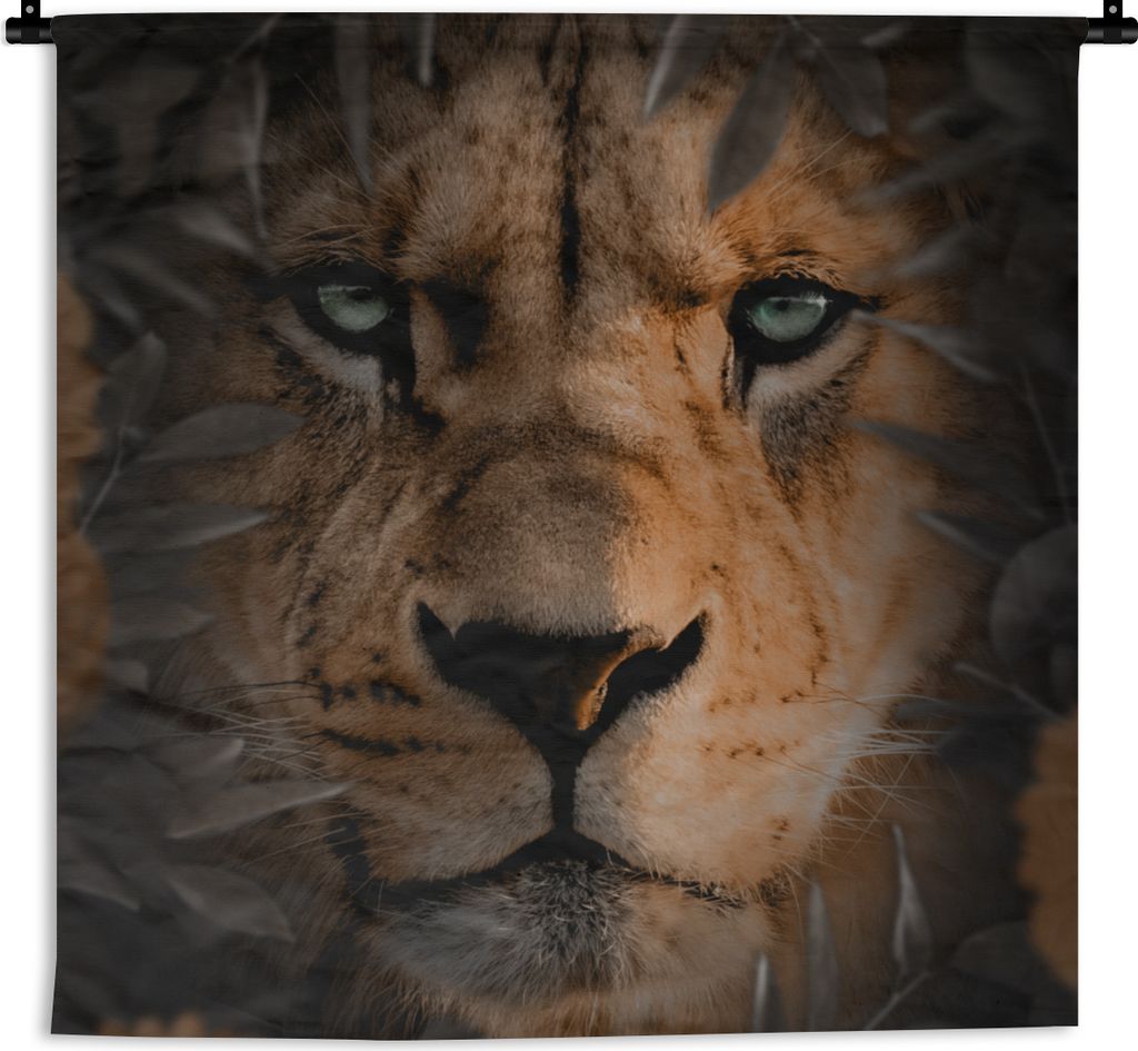 MuchoWow Wandteppich Wandbehang Tiere - Löwe - Natur 150x150 cm Tapisserie Dekoration Wandtuch - Wohnaccessoires - Modernes