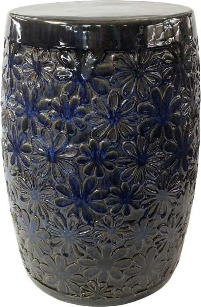 Tabouret Tambour Chinois en Porcelaine Glacée pour Salon et Terrasse