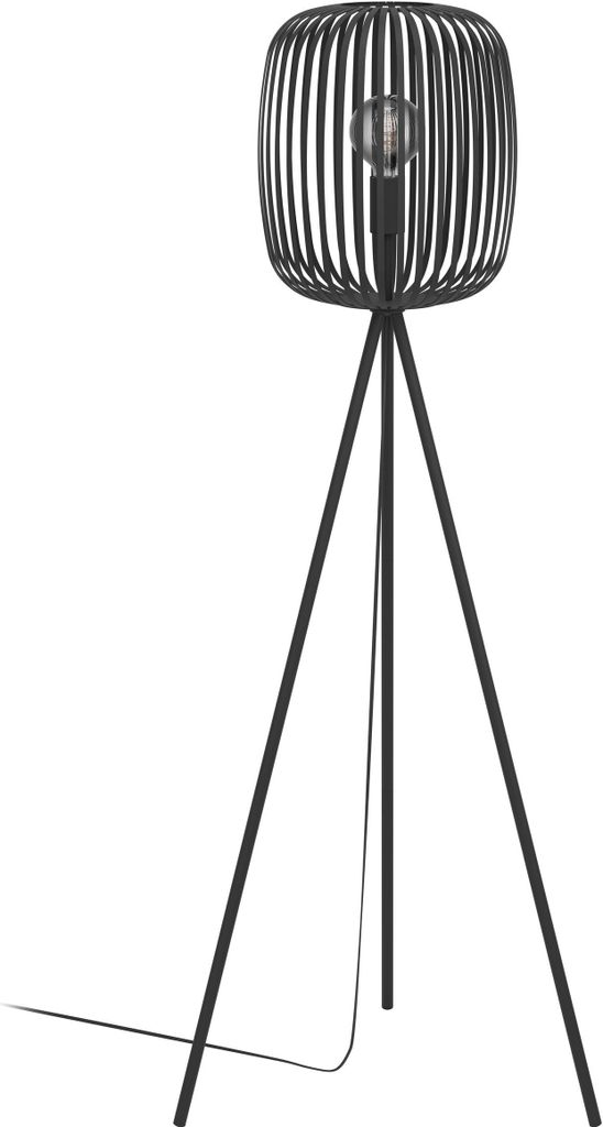 EGLO Stativ Stehleuchte Romazzina, Stehlampe Wohnzimmer aus Metall in Schwarz, Dreibein Standleuchte, Wohnzimmerlampe mit E27 Fassung