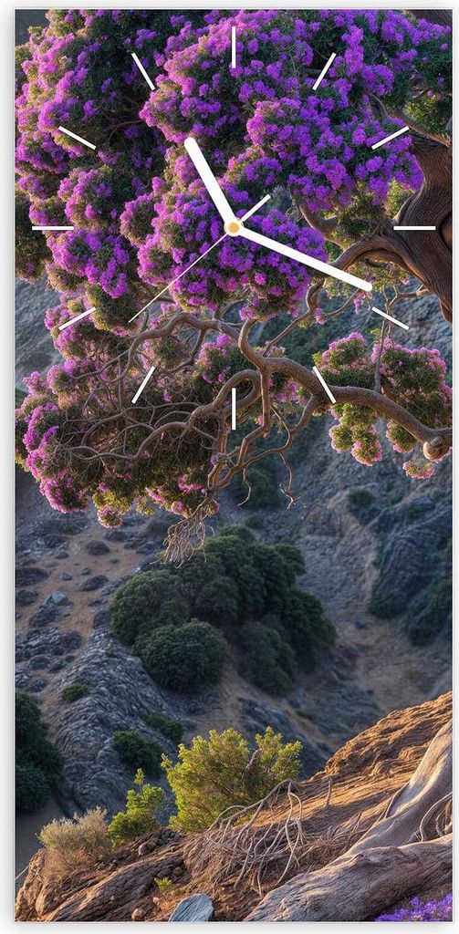 Wanduhr aus Glas mit Motiv Alter Weiser Baum- 30 x 60 cm - inkl. Aufhängesystem