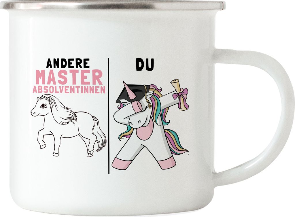 Andere Masterabsolventinnen Du Emaille Tasse Pferd Einhorn Geschenkidee Lustig Studentin Studium Hochschule Uni