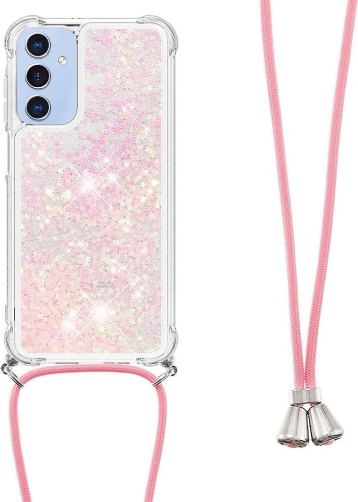 Samsung Galaxy A16 Hülle - Coverup Liquid Glitzer Back Cover mit Handykette - Pink