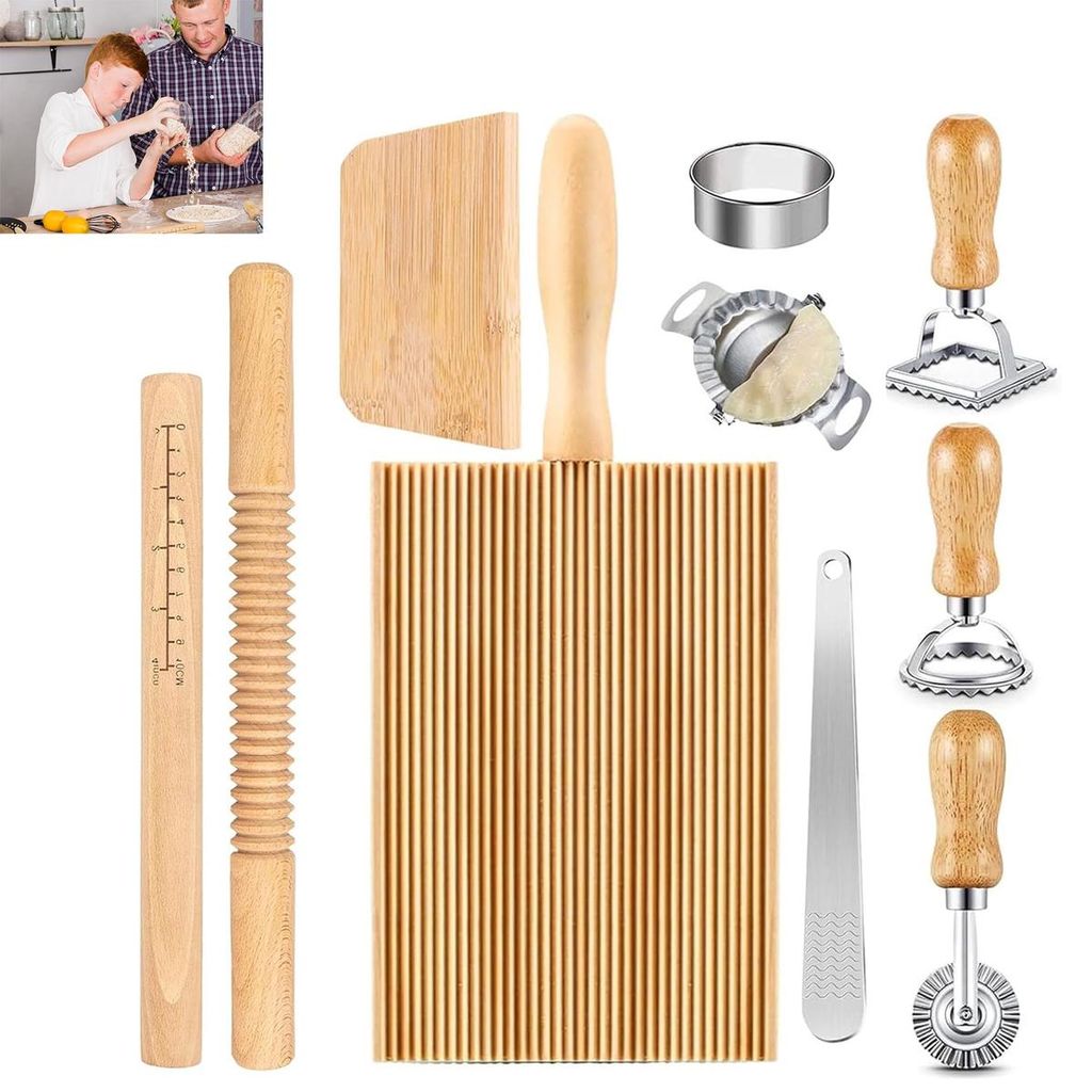 10-teiliges Pasta-Set Nudelholz Gnocchi Brett Ravioli Produktbild 