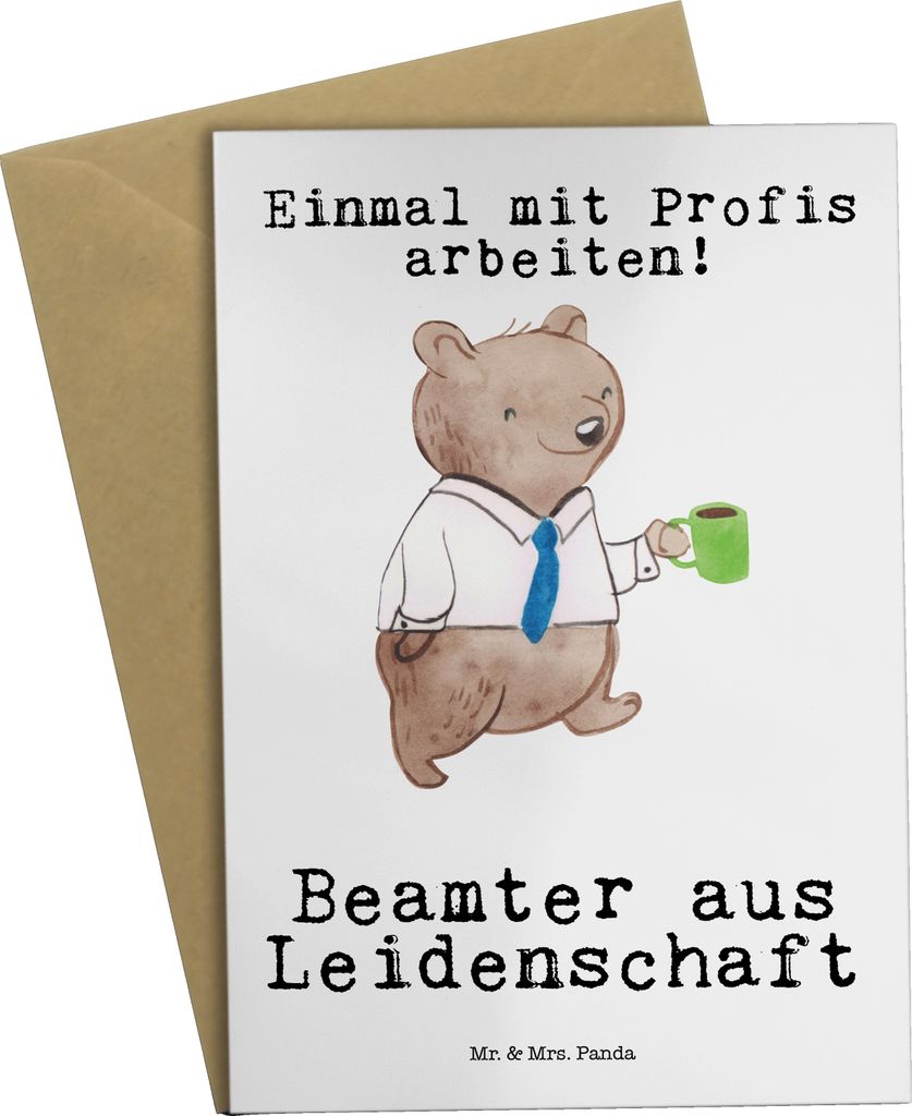 Mr. & Mrs. Panda Grußkarte Beamter Leidenschaft - Weiß - Geschenk, Studium, Öffentlicher Dienst, weihnachtskarten, osterkarte, Beamtentum, hochz...