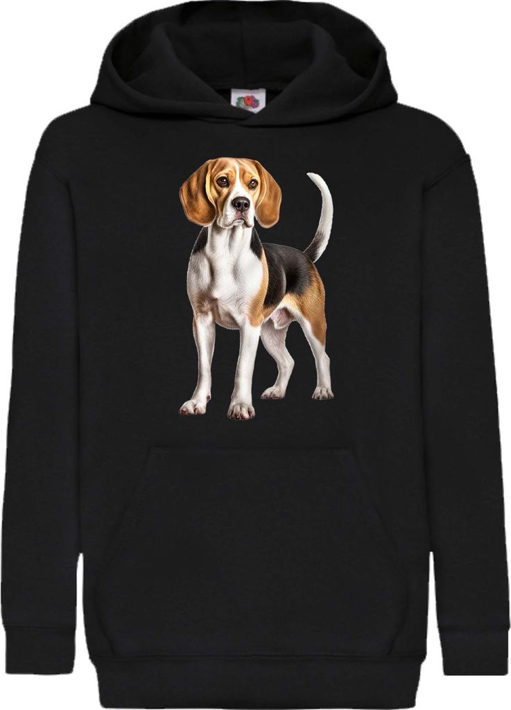 Kinder Kapuzenpullover Dogs Breeds Beagle Dog Breed 007, 9-11 Jahr - 140 / Schwarz